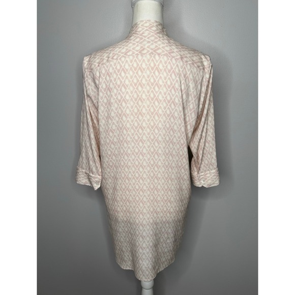 Amina Rubinacci Button Up Shirt Size 42‎ Small Pink Stretch Silk 3/4 Sleeves - Picture 7 of 12